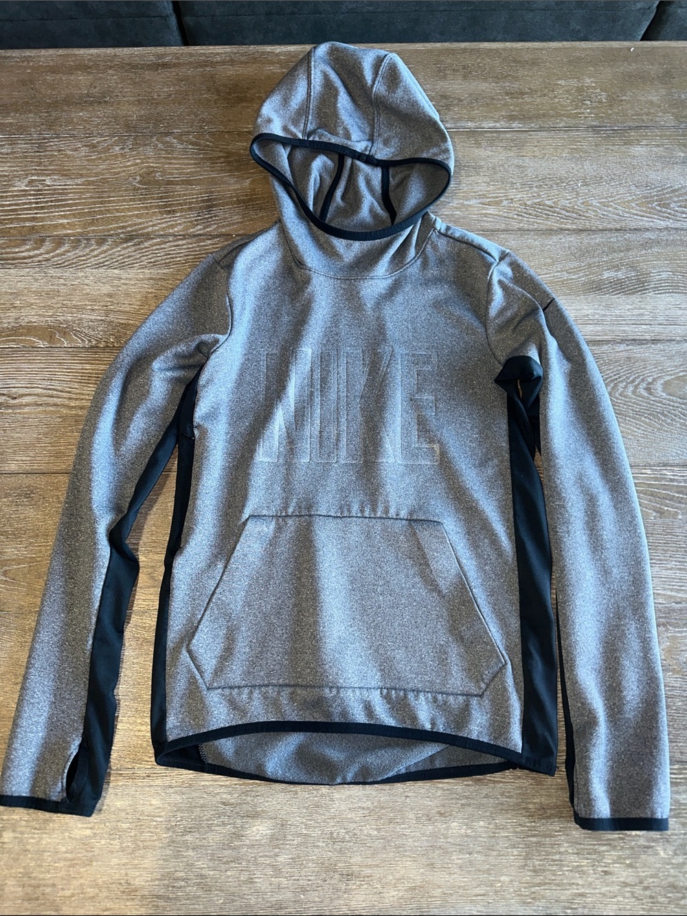 Nike Boys Gray Black Pullover Hoodie Youth XS Athletic Sweatshirt